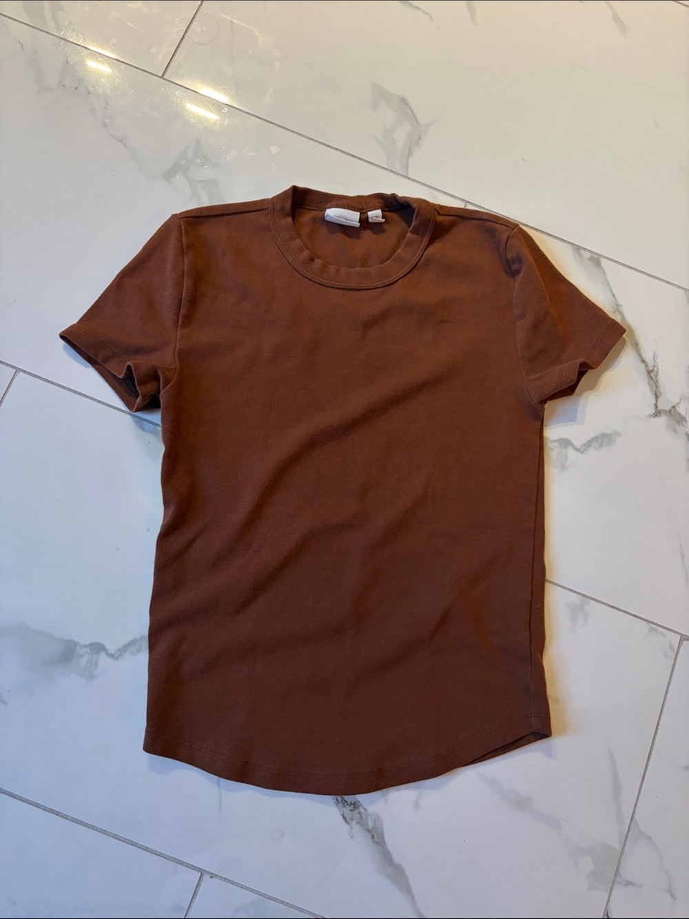 Aritzia Sunday Best Little Ribbed Hip brown T-shirt - Picture 3 of 7